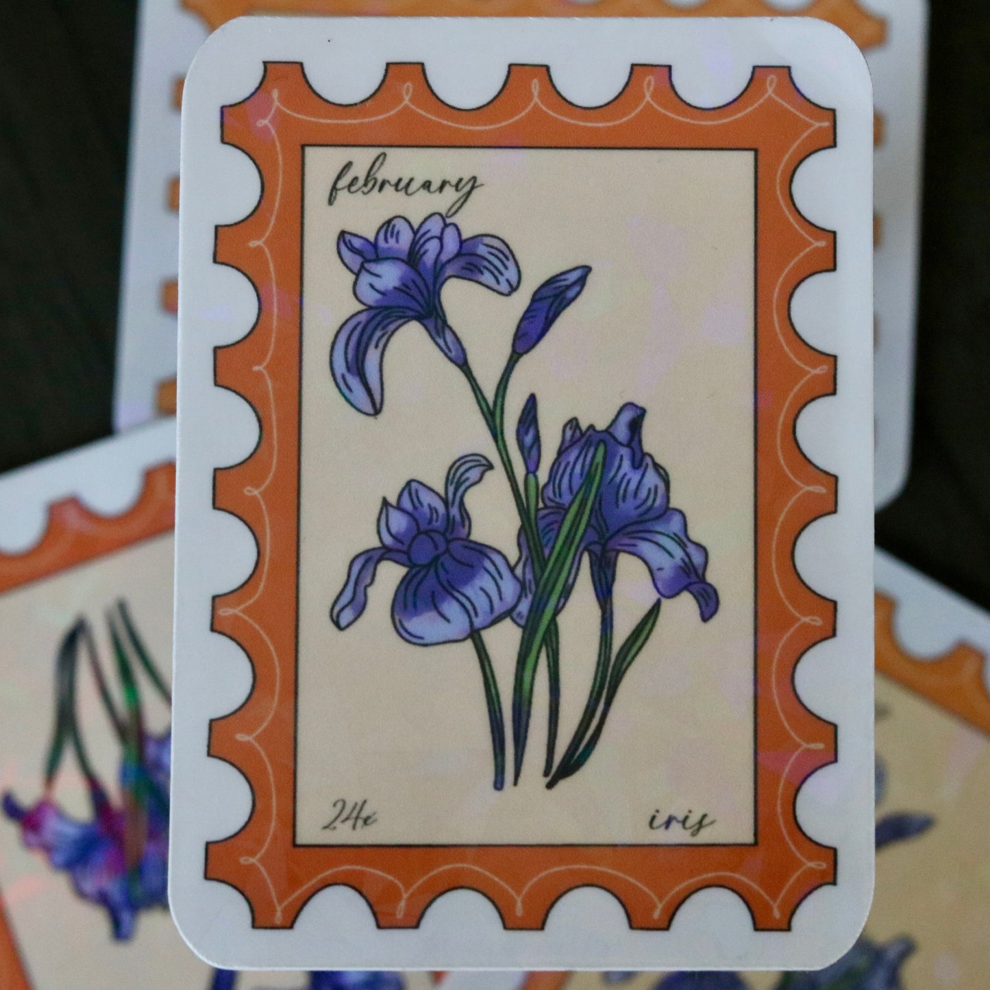 February Floral Stamp Sticker