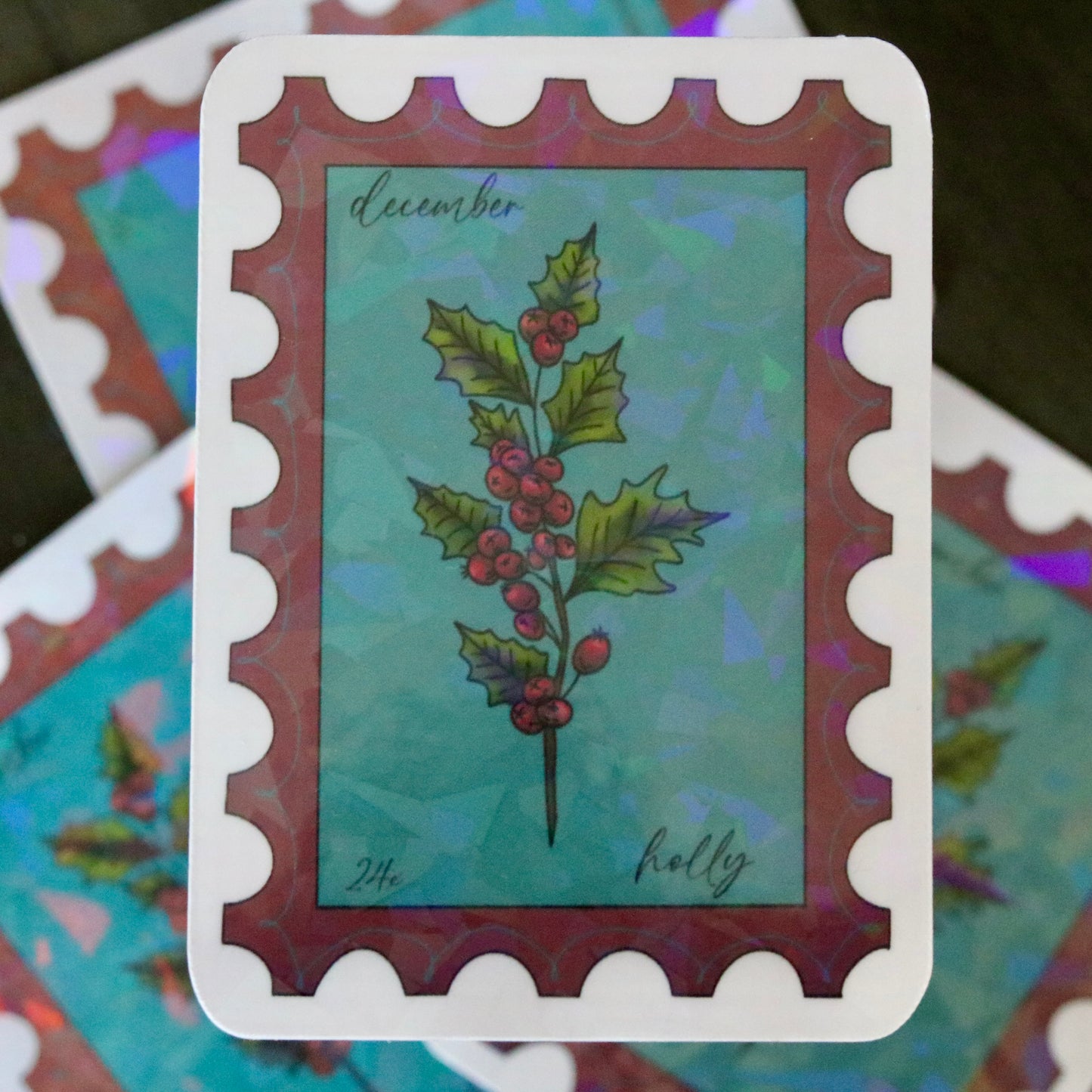 December Floral Stamp Sticker