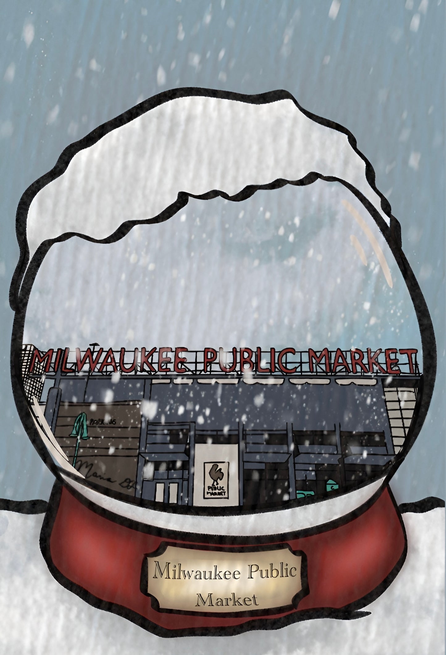 Milwaukee Public Market Snow Globe Print